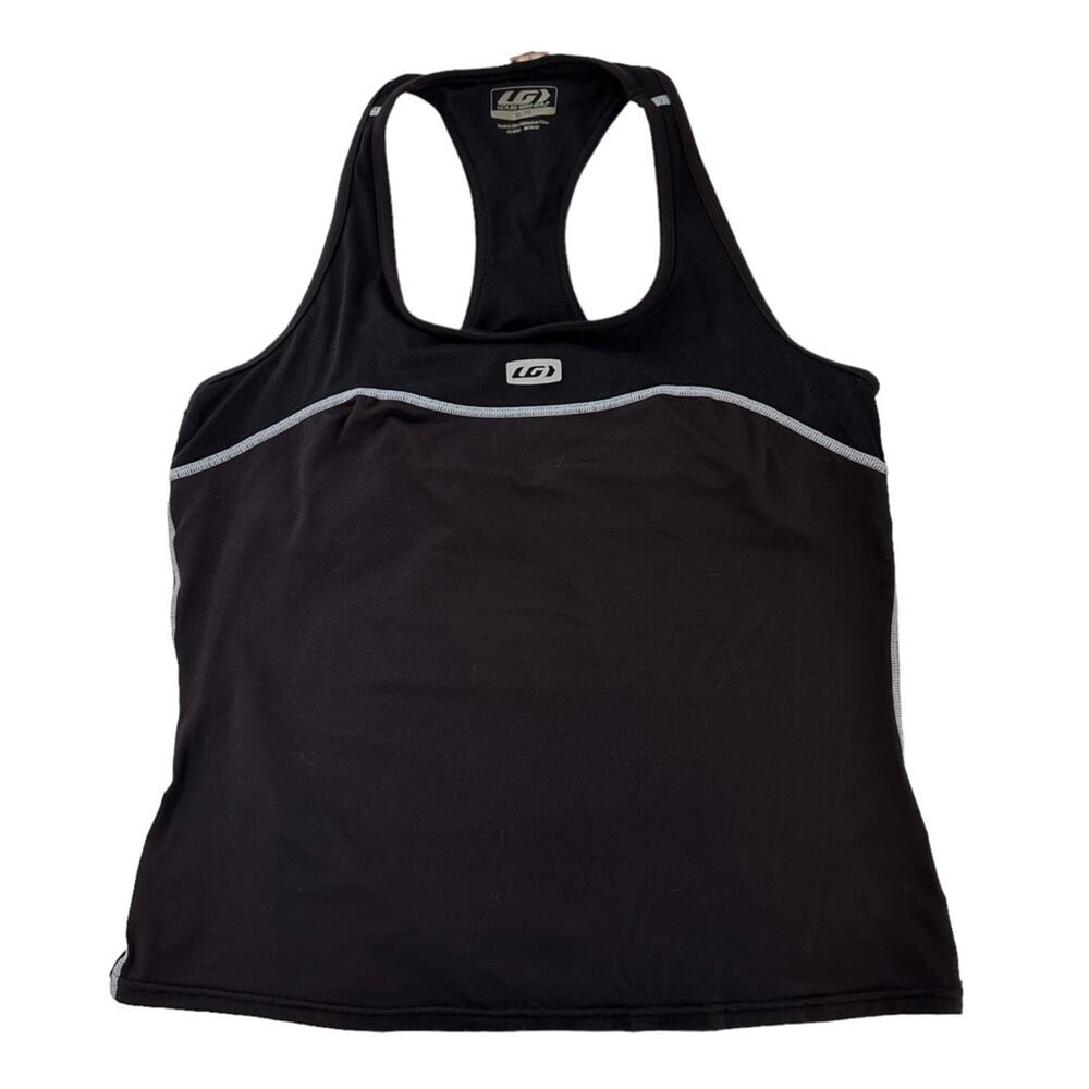 Louis Garneau Cycling Tank Top Black Racer Back Zip Pocket Singlet Bra Size XL